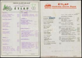 1972-1980 9 db különböző étlap (Aranybárány, SzSzB Megyei Szálloda és Vendéglő Vállalat, Dunakömlődi...