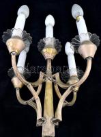 Ezüst (Ag.) asztali lámpa, több részből összerakott, jelzett, levágott dróttal, fa talapzaton, javít...