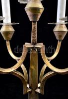 Ezüst (Ag.) asztali lámpa, több részből összerakott, jelzett, levágott dróttal, fa talapzaton, javít...