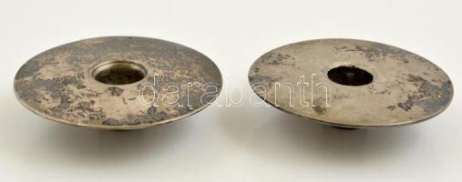 Ezüst (Ag.) mini gyertyatartó, jelzett, m:2 cm, d:9 cm, nettó:117 g