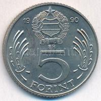 1990. 5Ft Cu-Ni "MAGYAR KÖZTÁRSASÁG" körirattal, de Kádár-címerrel, kiadatlan forgalmi sor...