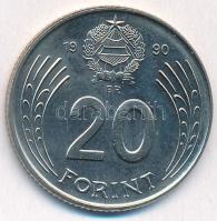 1990. 20Ft Cu-Ni "MAGYAR KÖZTÁRSASÁG" körirattal, de Kádár-címerrel, kiadatlan forgalmi so...