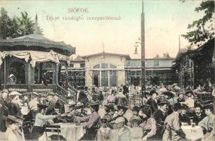 Siófok, Telepi vendéglő, zenepavilon. Hirsch Mór kiadása. montázslap / montage postcard