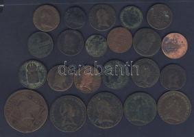 Ausztria 1774-1851. 1/2Kr, 1Kr, 3Kr, 30Kr összesen 22db, benne ritkább magyar verdejel T:3/4,4