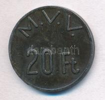 ~1950-1970. 20Ft Fe "M.V.V." Miskolci Villamos Vállalat (?) közlekedési bárca T:2 patina