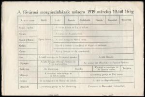 1919 Képes Mozivilág művészeti hetilap I. évfolyamának 1. száma, benne a fővárosi mozik teljes műsor...