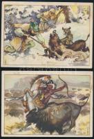 cca 1930 9  db vadászatot ábrázoló német csokoládó gyűjtőkártya, 12x17 cm