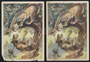 cca 1930 9  db vadászatot ábrázoló német csokoládó gyűjtőkártya, 12x17 cm