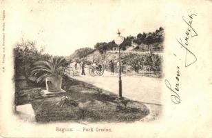 Dubrovnik, Ragusa; Park Gradac, watering cart, playing children