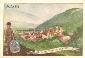 Jolsva, Jelsava; Ez a magyarok földje! / Hungarian irredenta art postcard s: Biczó András