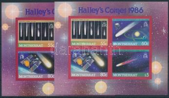 Halley's Comet set + perforated and imperforated blockpair Halley-üstökös sor + fogazott és vág...