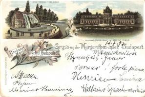 1897 (Vorläufer!) Budapest, Margitsziget, gyógyforrás, fürdő, Louis Glaser, Art Nouveau, floral, litho (EK)