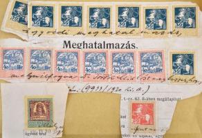 Egy szaloncukros doboznyi okirati illetékbélyeg az 1920-as évekből