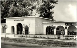 Balatonberény - 8 db modern képeslap; KSZKBI és OKISZ üdülő, strand, utca