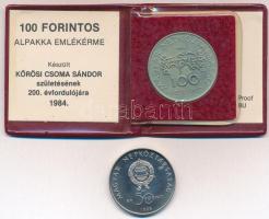 1984. 100Ft alpakka "Kőrösi Csoma Sándor" eredeti tokban, tanúsítvánnyal + 1988. 50Ft &quo...