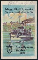 1928 MFTR személyhajó járatok menetrendkártya