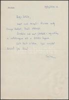 1977 Illés Endre (1902-1986) drámaíró, könyvkiadó igazgató saját kézzel írt levele Vas Zoltán (1903-1983) író, 56-os államminiszter részére