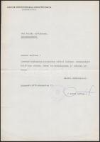 1978 Aczél György (1917-1991) kommunista politikus saját kézzel aláírt levele Vas Zoltán (1903-1983) író, 56-os államminiszter részére