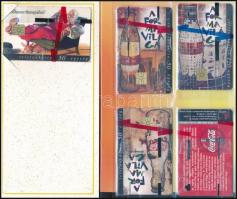 1997-1998 5 db Coca Cola telefonkártya, bontatlan csomagolásban, dísztokban