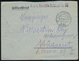 1917 Tábori posta levél K.u.k. Sanitäts Kolonne Nr. 63. + FP 394 a