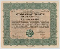 Budapest 1925. "Magyar Királyság 5%-kal kamatozó járadékkölcsön" államadóssági kötvénye 12...