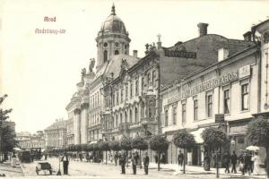 Arad, Andrássy tér, Steigerwald A. Bútorgyáros, Hegedűs és Morgenstein üzlete, fényképész / square, shops