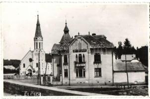 1941 Élesd, Alesd; utcakép, templom, adóhivatal / Bihoreana / street view with church and tax office, photo