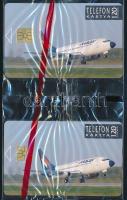 1992 2 db MALÉV 120 egységes telefonkártya, összefüggő, bontatlan csomagolásban