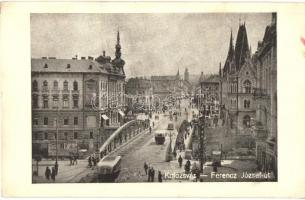Kolozsvár, Cluj; Hazatért! Ferenc József út, híd / street, bridge, So. Stpl