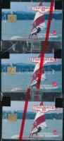1991 3 db Balaton szörf telefonkártya, bontatlan csomagolásban