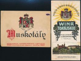 cca 1930 2 db borcímke Herceg Windischgraetz Lajos pincészetéből, az egyik litho, 8,5x12 és 14x7 cm