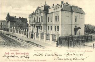 Nagyszeben, Hermannstadt, Sibiu; Schewis utca, Hadtestparancsnokság / street view with army headquarters