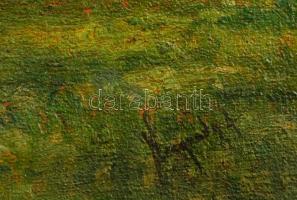 Neogrády jelzéssel: Tyúkokat etető lány. Olaj, karton, sérült, 25×34 cm