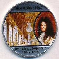 DN A legnagyobb uralkodó dinasztiák - Bourbon-ház / XIV. Lajos, a Napkirály 1643-1715 ezüstözött Cu emlékérem tanúsítvánnyal (40mm) T:PP