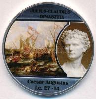 DN A legnagyobb uralkodó dinasztiák - Julius-Claudius-dinasztia / Caesar Augustus i.e. 27-14 ezüstözött Cu emlékérem tanúsítvánnyal (40mm) T:PP