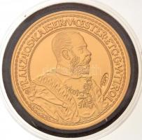 DN Osztrák-Magyar Monarchia pénzei utánveretben - 1885. 4 Dukát aranyozott Cu-Ni emlékérem tanúsítvánnyal (38mm) T:PP