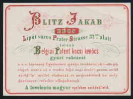 cca 1870 Blitz Jakab kocsikenőcs reklámcédula