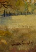 Mednyánszky jelzéssel: Fasor. akvarell, papír, üvegezett keretben, 19×29 cm