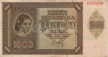 Horvátország 1941. 10K + 100K + 1000K T:III+