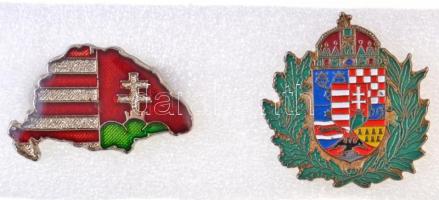 DN 2db klf magyar gomblyukjelvény, egyik a Középcímer, míg a másik Nagy-Magyarországot formáló címer T:1-
