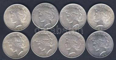 USA 1922-26. 1$ Ag (8x) "Peace" T:2/3,3