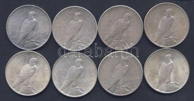 USA 1922-26. 1$ Ag (8x) "Peace" T:2/3,3