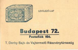 Pálpusztai Csemegesajt. T. Derby Sajt és Vajtermelő Részvénytársaság reklámlapja, megrendelőlap a hátoldalon / Hungarian cheese and butter advertisement, order form on the backside