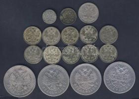Oroszország kis Ag tétel 1905. 5k Ag T:3 + 1917. 10k T:4 + 1902-13. 15k (10x) 9klf évszámmal T:2/3,3...