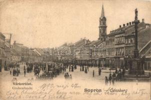 1900 Sopron, Ödenburg; Várkerület, Országos tűzoltó felvonulás helységnév táblákkal