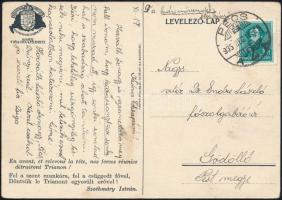1935 Endre Zsiga, Endre László nyilas politikus fiának saját kézzel írt levelezőlapja apjának