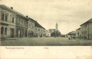 Turócszentmárton, Turciansky Svaty Martin; Fő tér, Max Grossmann üzlete, szálloda, könyvnyomda és könyvkötészet / main square, shops, hotel