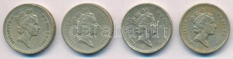 Nagy-Britannia 1985-1992. 1Ł (4xklf) T:2,2- Great Britain 1985-1992. 1 Pound (4xdiff) C:XF,VF