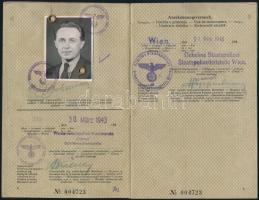 1943 Fényképes dunai hajós igazolvány / Danube ship driver id.