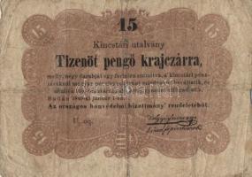 1849. 15kr + 30kr "Kossuth bankó" T:IV